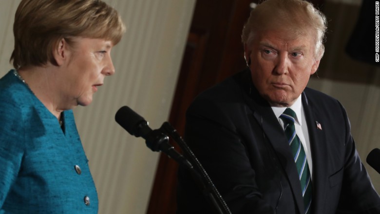 Merkel trump angela donald germany visit putin president german claim stands wiretapping during conference press bad says very meets criticism