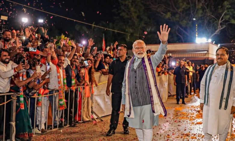 Exit polls point to a crushing victory for narendra modi