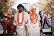 Nigerian aso oke couple