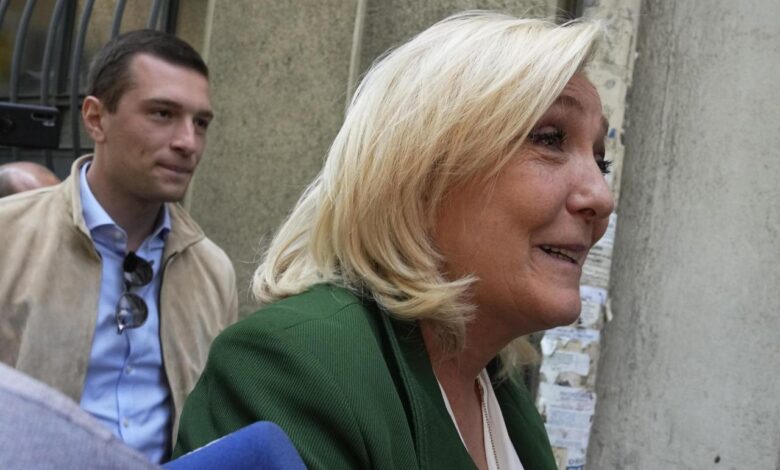 Le pens hard right looks set to crush macrons centrists