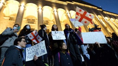 Protests against a russian style law threaten georgias government