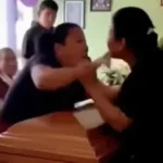 A Dramatic Funeral Erupts in Violence as Two Women Discovered to be Mistresses of the Deceased Engage in a Brawl Over the Casket