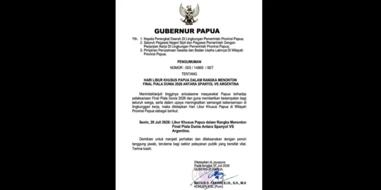 Papua Declares Public Holiday on July 27, 2026, for World Cup Final Viewing, Citing Unprecedented Public Enthusiasm