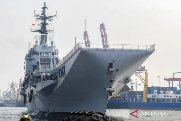 Giuseppe Garibaldi officially arrives in Indonesia as the nation prepares to commission its first aircraft carrier KRI Sriwijaya